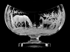  Ovale Vasenschüssel  "Pferde", 23 cm 